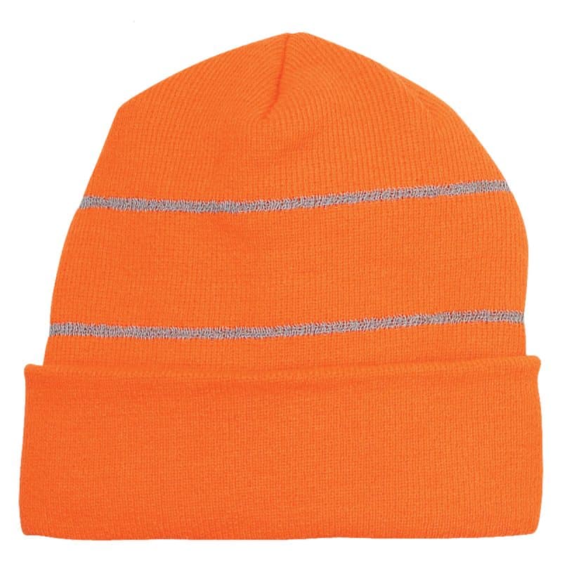Knit Cuff Beanie With Reflective Stripes - 1