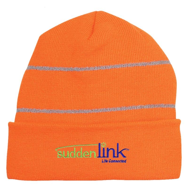 Knit Cuff Beanie With Reflective Stripes - 2