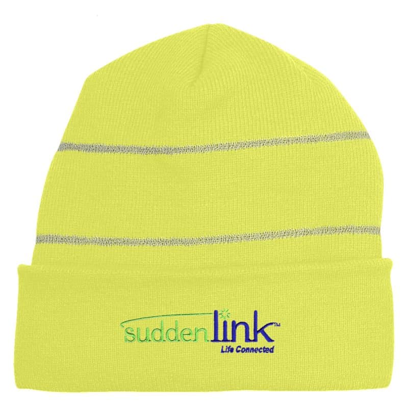 Knit Cuff Beanie With Reflective Stripes - 3
