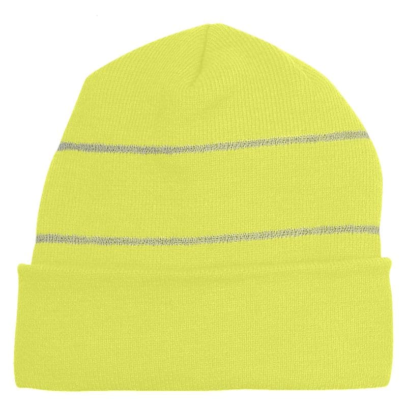 Knit Cuff Beanie With Reflective Stripes - 4