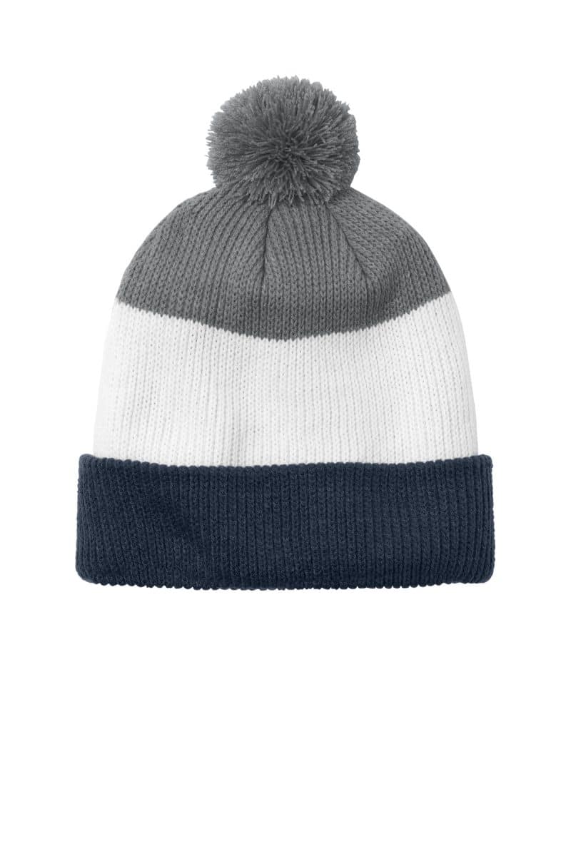 Port Authority® Cozy Striped Pom Beanie - 3