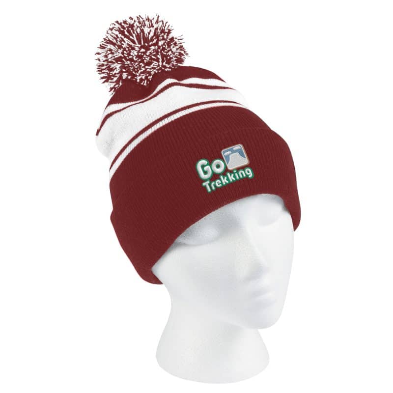 Two-tone Knit Pom Beanie With Cuff - 7