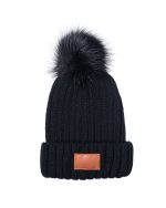 Knit Beanie With Fur Pom Pom - 1