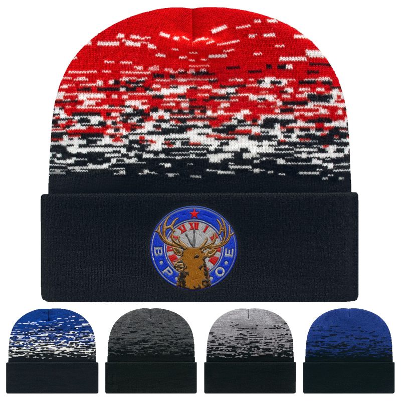 C A Static Pattern Knit Cap With Cuff