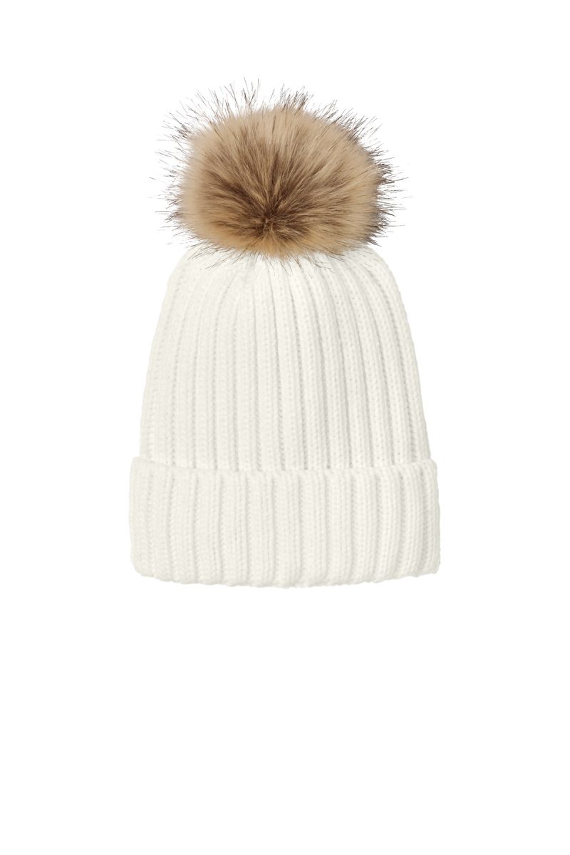 Port Authority® Faux Fur Pom Beanie - 1