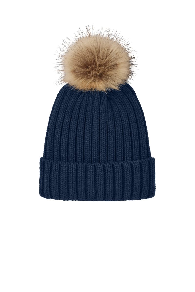 Port Authority® Faux Fur Pom Beanie - 2