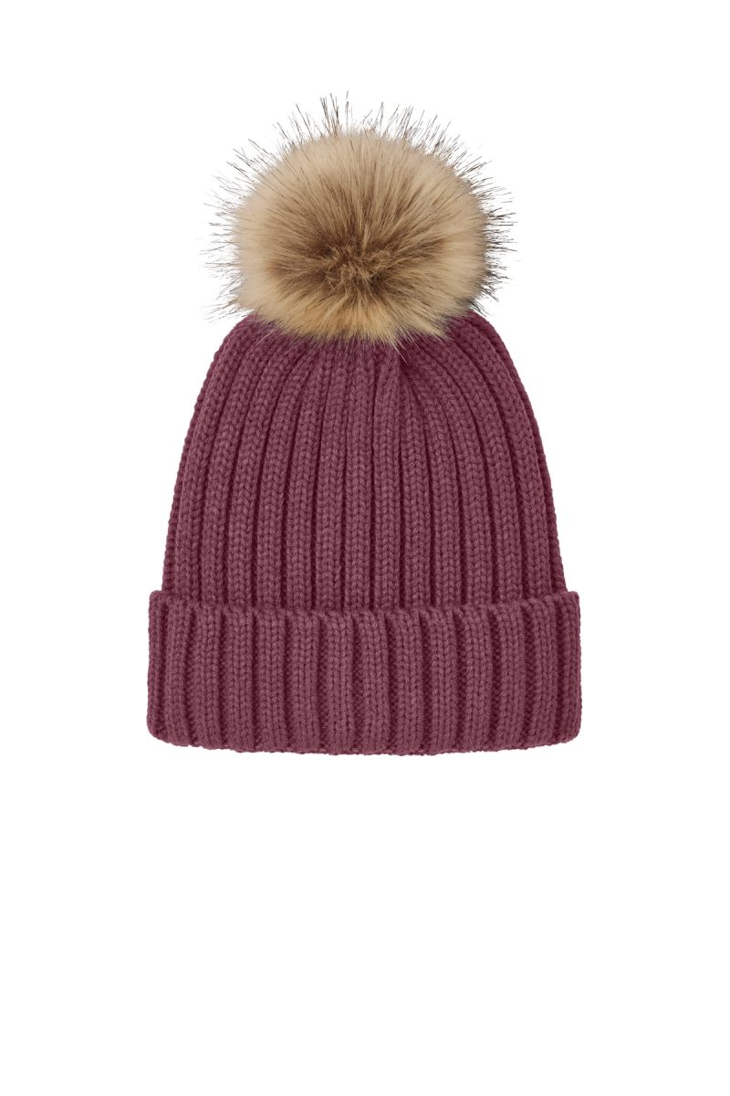 Port Authority® Faux Fur Pom Beanie - 3