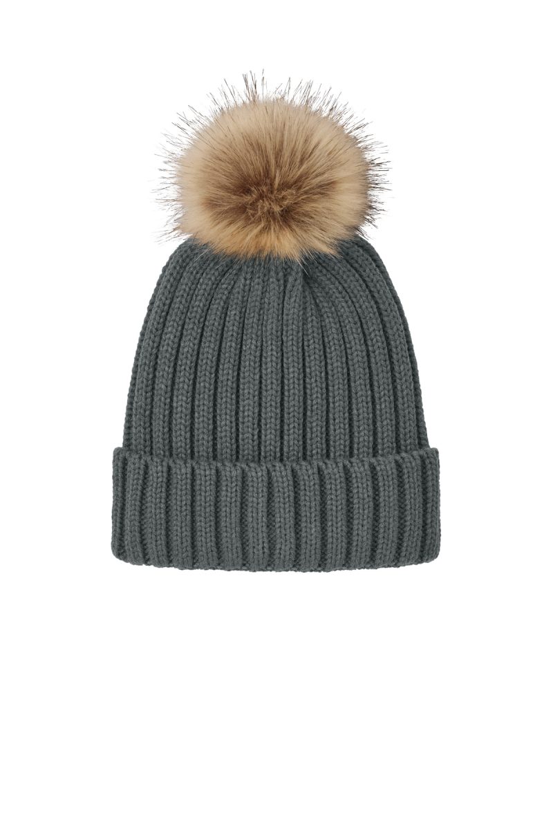 Port Authority® Faux Fur Pom Beanie - 4
