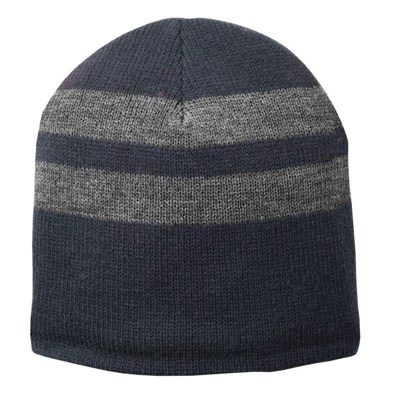 Port & Co™ Fleece-Lined Striped Beanie Cap. - 1