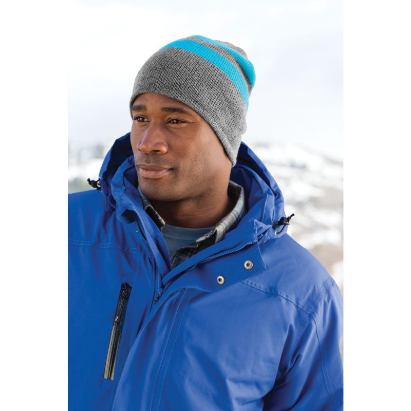Port & Co™ Fleece-Lined Striped Beanie Cap. - 3