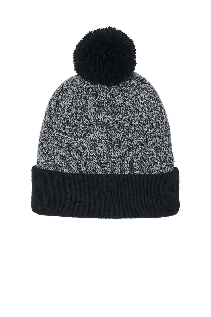 Sport-Tek®-Halftime-Heather-Pom-Beanie-STC68 Sport-Tek® Halftime Heather Pom Beanie