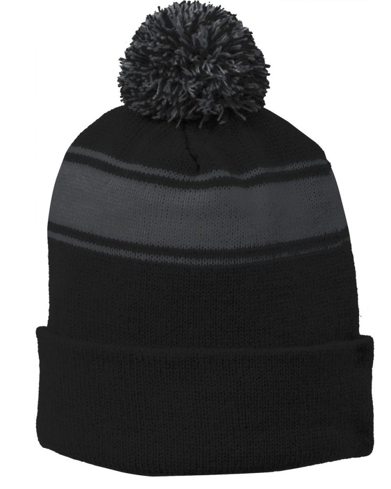 Sport-Tek® Stripe Pom Pom Beanie.