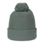 Rib Knit Watch Cap w/Pom - 1